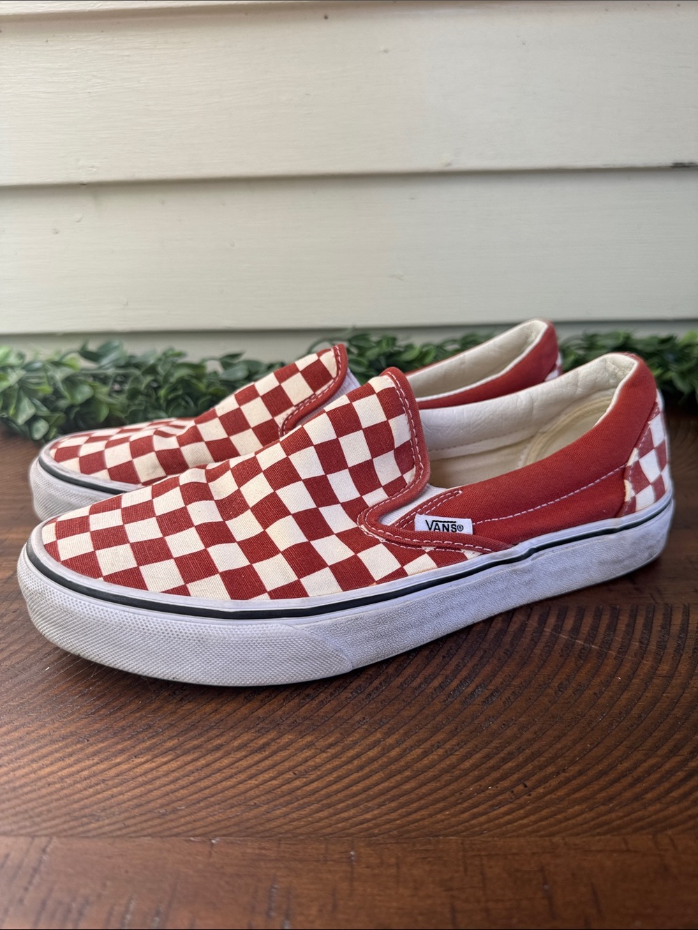 Vans Kids Slip-On Checkerboard Sneakers - Red & White